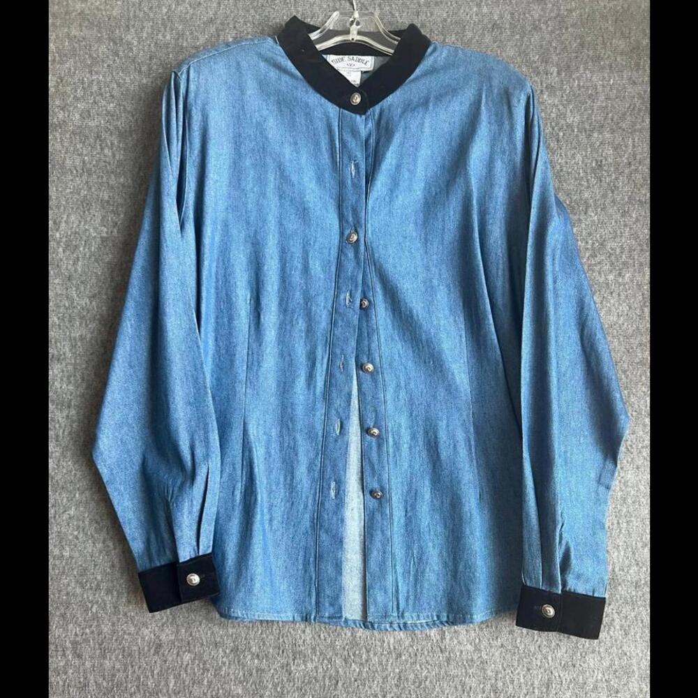 Vintage Side Saddle Denim Button-Up Shirt - Size 1XL